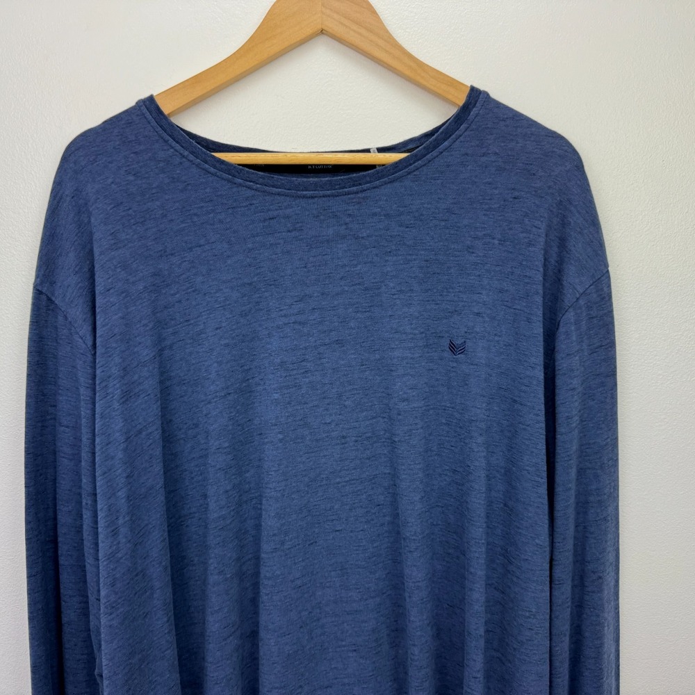 Buttercloth Mens Icy Cotton Long Sleeve T-Shirt 3XL Blue Heather Casual Preppy